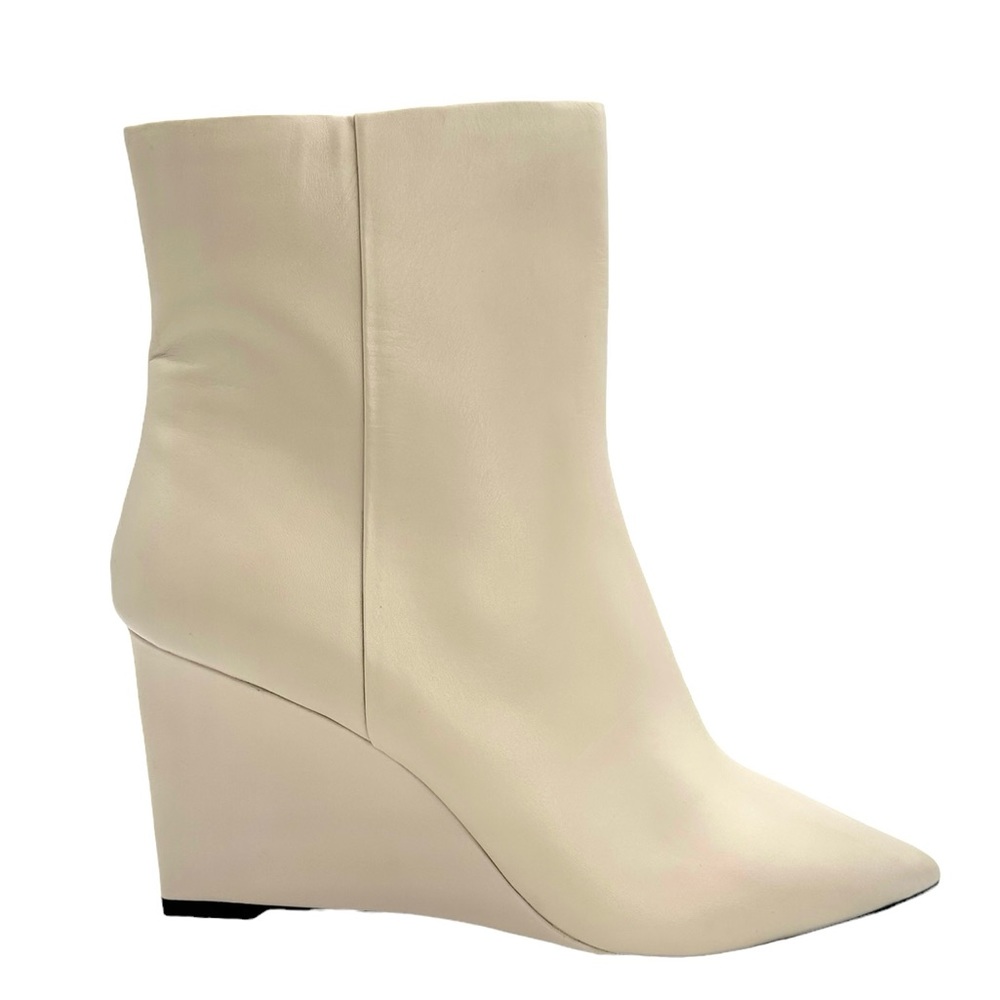 NWT SANCTUARY Booties Pacer Boots NEW NWOB White Wedge Bootie Leather Ankle Boot